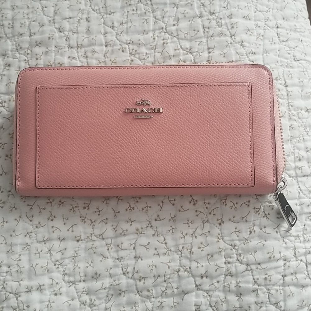 EUC Pink Coach Accordion Zip Wallet